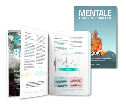 Cover and inside pages of the book “Mentale Fitness & Gesundheit”